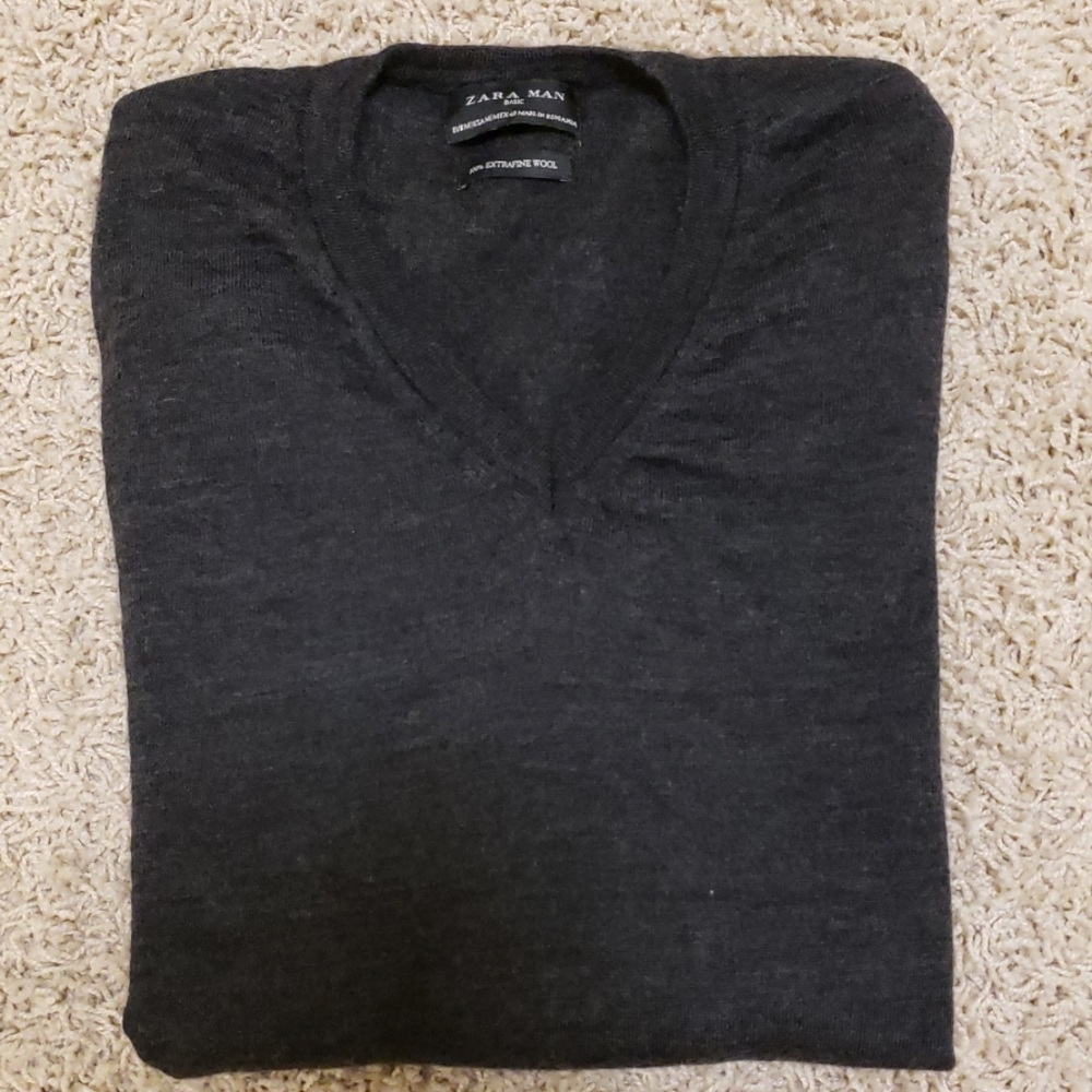 Zara Man 100% Extra Fine Wool Sweater - For Men